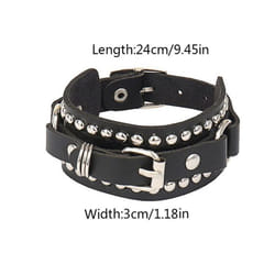 Fashion Pu Leather Bracelet Adjustable Men Women Leather Wristband Punk Style Cool Street Leather Bracelet Jewelri Gift - B