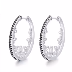 Black Awn Black Big Personality Oval 7.5g Hoop Earrings