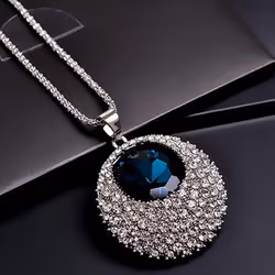 Bluelans Necklace Wonderful Long Chain Sweater Ornament Rhinestone Round Vintage Pendant Necklace Women Present