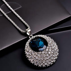 Bluelans Necklace Wonderful Long Chain Sweater Ornament Rhinestone Round Vintage Pendant Necklace Women Present