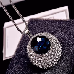 Bluelans Necklace Wonderful Long Chain Sweater Ornament Rhinestone Round Vintage Pendant Necklace Women Present