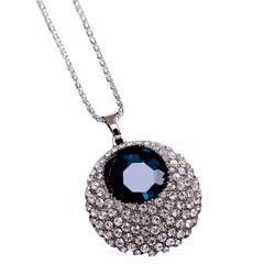 Bluelans Necklace Wonderful Long Chain Sweater Ornament Rhinestone Round Vintage Pendant Necklace Women Present