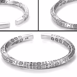 Vintage Stainless Steel Bangle For Men Women Mobius Twisted Cuff Bracelet