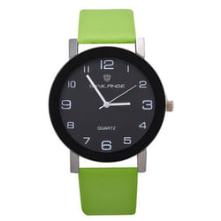 Women&apos;s Fashion Simple Leather Clock Watches Women Dress Casual Analog Quartz Wristwatch - green