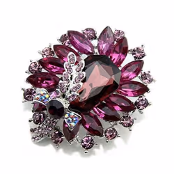 Women's Banquet Party Broach Blue Clear Butterfly Pin Brooch - purple