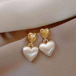 French Pearl Tassel Earrings For Women - 2024 New High-end Light Luxury Style - as the picture, Double Heart Earrings