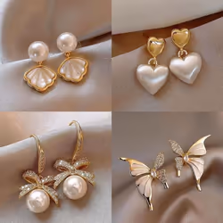 French Pearl Tassel Earrings For Women - 2024 New High-end Light Luxury Style - as the picture, Double Heart Earrings