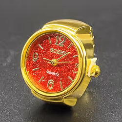 Retro Ring Watch Shaped Punk Exaggerated Spirit Ring Watch Digital Ring Watch - red
