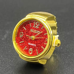 Retro Ring Watch Shaped Punk Exaggerated Spirit Ring Watch Digital Ring Watch - red