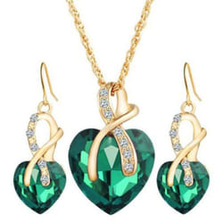 1 Set Women Necklace Set Exquisite Decoration Women Popular Lightweight Sparkling Choker Necklace Earrings For Prom - green