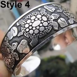 Women Vintage Ethnic Style Open Jewelry Tibetan Bangle Wide Cuff Bracelet - Style 4