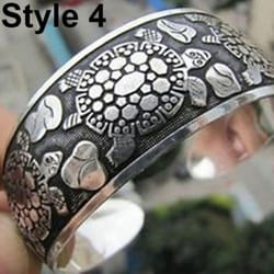 Women Vintage Ethnic Style Open Jewelry Tibetan Bangle Wide Cuff Bracelet - Style 4