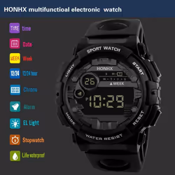 Luxury Mens Digital Led Watch Date Sport Men Outdoor Electronic Watch - red