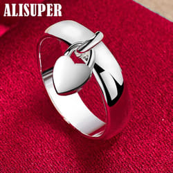925 Sterling Silver Heart Lock Ring Jewelry - 6#