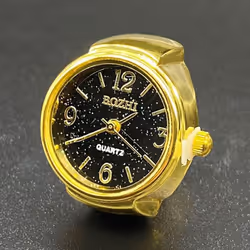Retro Ring Watch Shaped Punk Exaggerated Spirit Ring Watch Digital Ring Watch - black