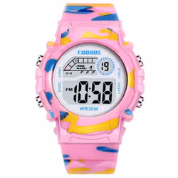 Camo Children&apos;s Electronic Watch Waterproof Multifunctional Outdoor Electronic Watch - pink