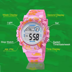 Camo Children&apos;s Electronic Watch Waterproof Multifunctional Outdoor Electronic Watch - blue