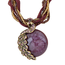 Peacock Necklace Gift Zricon Opal Bohemian Inlaid Pendant - dark purple