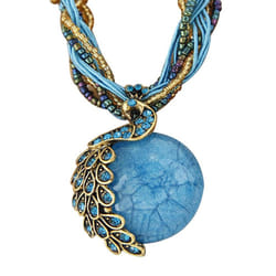 Peacock Necklace Gift Zricon Opal Bohemian Inlaid Pendant - blue