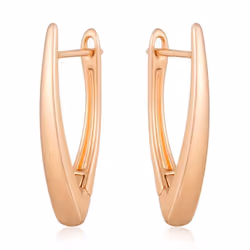 Kinel Glossy Gold Color V Shape Earrings For Women