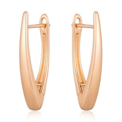 Kinel Glossy Gold Color V Shape Earrings For Women