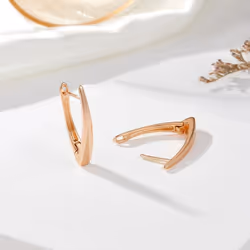 Kinel Glossy Gold Color V Shape Earrings For Women