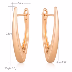 Kinel Glossy Gold Color V Shape Earrings For Women