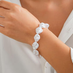 &quot;european & American Irregular Pearl Necklace: Luxurious Metallic Clavicle Chain Set&quot; - gold,white, Bracelet 2580