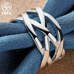 925 Sterling Silver Cross Intertwined Ring Jewelry - 8#