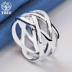 925 Sterling Silver Cross Intertwined Ring Jewelry - 8#