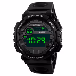 Luxury Mens Digital Led Watch Date Sport Men Outdoor Electronic Watch - black