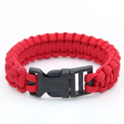 Rui Rui Yu Parachute Cord Survival Bracelet With Emergency Hiking Paracord Bracelet Buckle Kit Rope Wristband - red