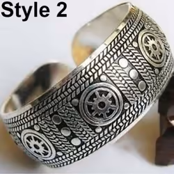 Women Vintage Ethnic Style Open Jewelry Tibetan Bangle Wide Cuff Bracelet - Style 2