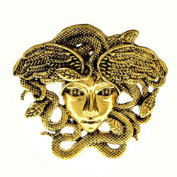 Blucome Vintage Medusa Brooch Snake Hair Women Face Pin Retro Jewelry 2 Colors Available Fashion Accessories - gold