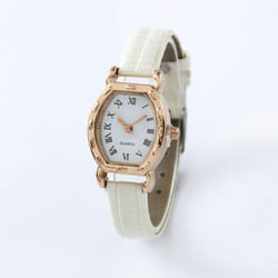 Vintage Simple Women Quartz Watches Clock Retro Fashion Solid Color Faux Leather Thin Band Belt Strap Wrist Watch - white