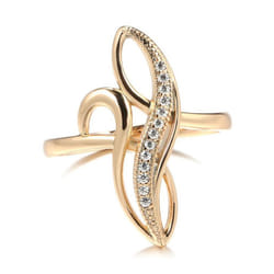 Elegant Gold Color Twist Zircon Rings Women Vintage Fashion Wedding Jewelry - 9