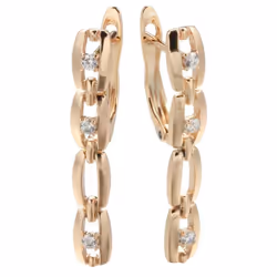 Minimalist Lock Long Pendant Zircon Earrings Rose Gold Color Jewelry For Women - as the picture