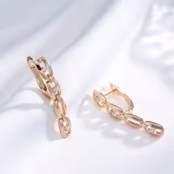 Minimalist Lock Long Pendant Zircon Earrings Rose Gold Color Jewelry For Women - as the picture