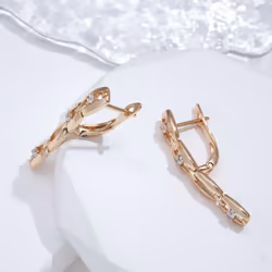 Minimalist Lock Long Pendant Zircon Earrings Rose Gold Color Jewelry For Women - as the picture