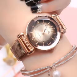 Women Watch Fashion Wild New Watch Milan Magnet Buckle Luxury Fashion Ladies Geometric Roman Numeral Quartz Movement Watch - ...