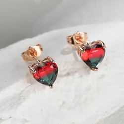 Cute Small Love Heart Cut Tourmaline Stud Earrings For Women Luxury Rose Gold Color Heart Earrings Wedding Party Jewelry - ro ...