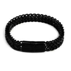 Titanium Steel Snake Chain Magnetic Buckle Men Jewelry Bracelet Bangle Fashion Jewelry - black, 19cm