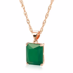 Dark Green Square Zircon Pendant Necklaces For Women Kinel Original Design Fine Jewelry