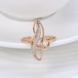 Elegant Gold Color Twist Zircon Rings Women Vintage Fashion Wedding Jewelry - 7