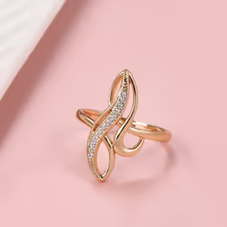 Elegant Gold Color Twist Zircon Rings Women Vintage Fashion Wedding Jewelry - 7