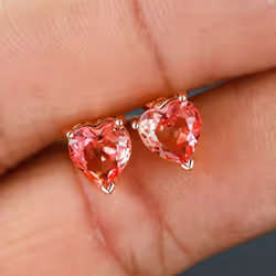 Cute Small Love Heart Cut Tourmaline Stud Earrings For Women Luxury Rose Gold Color Heart Earrings Wedding Party Jewelry - ro ...