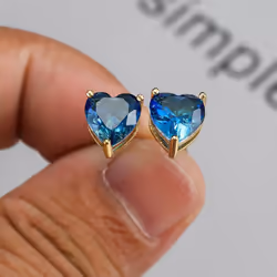 Cute Small Love Heart Cut Tourmaline Stud Earrings For Women Luxury Rose Gold Color Heart Earrings Wedding Party Jewelry - rose gold,pink