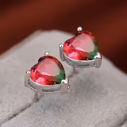 Cute Small Love Heart Cut Tourmaline Stud Earrings For Women Luxury Rose Gold Color Heart Earrings Wedding Party Jewelry - re ...