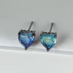 Cute Small Love Heart Cut Tourmaline Stud Earrings For Women Luxury Rose Gold Color Heart Earrings Wedding Party Jewelry - bl ...