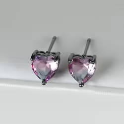Cute Small Love Heart Cut Tourmaline Stud Earrings For Women Luxury Rose Gold Color Heart Earrings Wedding Party Jewelry - bl ...